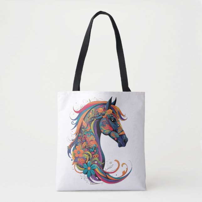 Tote Bag Cheval abstrait coloré (Devant)