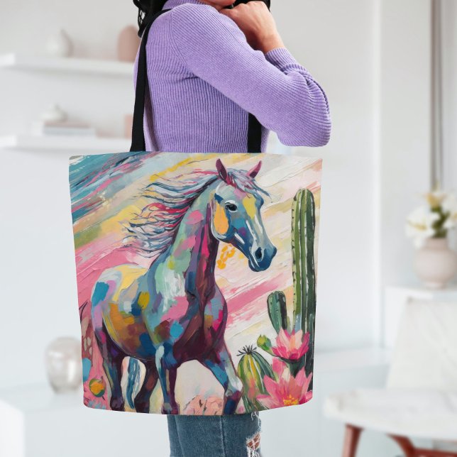 Tote Bag Cheval Abstrait moderne et succulents (Créateur téléchargé)