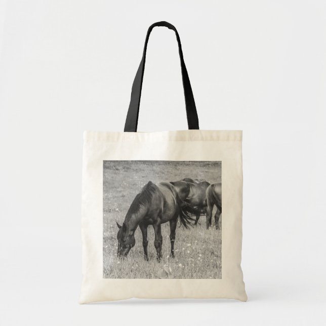 Tote Bag CHEVAL Animaux B&W Budget Fourre-tout (Devant)