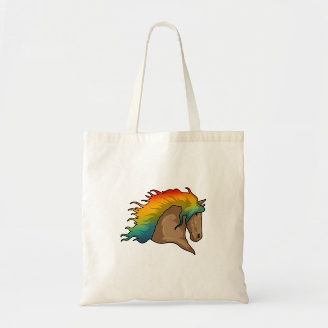 Tote Bag Cheval avec cheveux arc-en-ciel (Devant)
