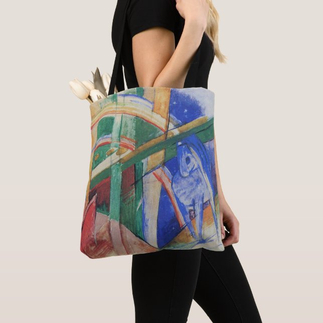 Tote Bag Cheval bleu avec arc-en-ciel de Franz Marc (De près)