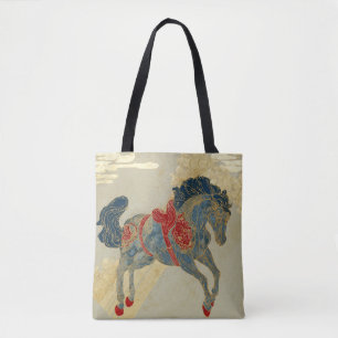 Tote Bag Cheval bleu royal orné