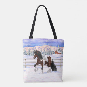 Tote Bag Cheval Brougeot Gitan Pinto De Baie À Neige