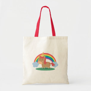 Tote Bag Cheval Brun Kawaii essayant d'être une Licorne