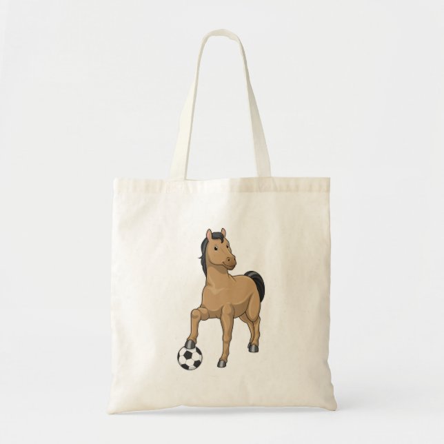 Tote Bag Cheval comme joueur de football avec Soccer (Devant)