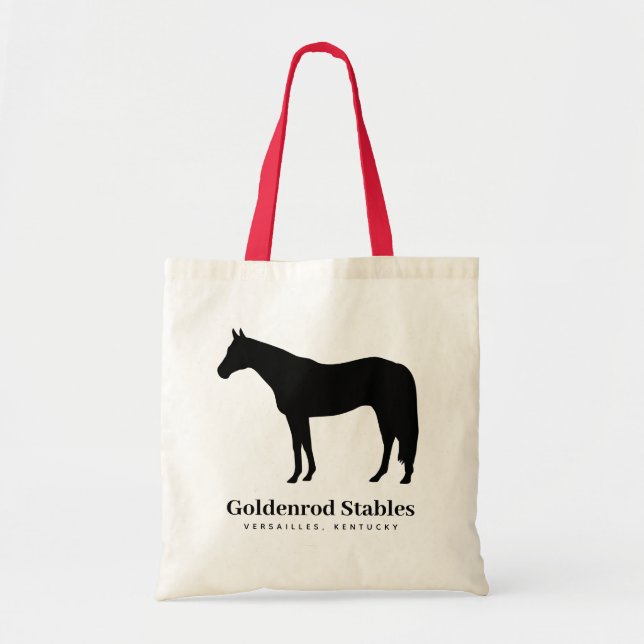 Tote Bag Cheval couleur personnalisé, Nom de ferme personna (Devant)
