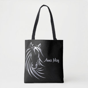 Tote Bag Cheval d'argent tête sur le script personnalisé no