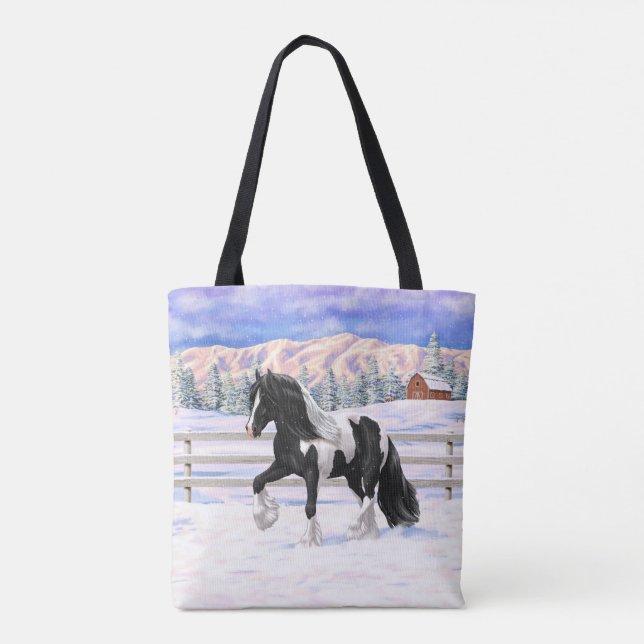 Tote Bag Cheval d'attelage de la bandelette tzigane noire d (Dos)