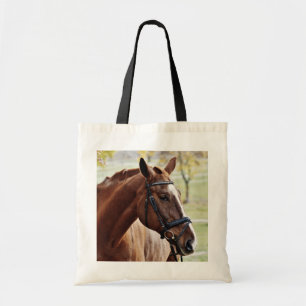 Tote Bag Cheval de châtaignes avec lame, Bridle, en Pâturag
