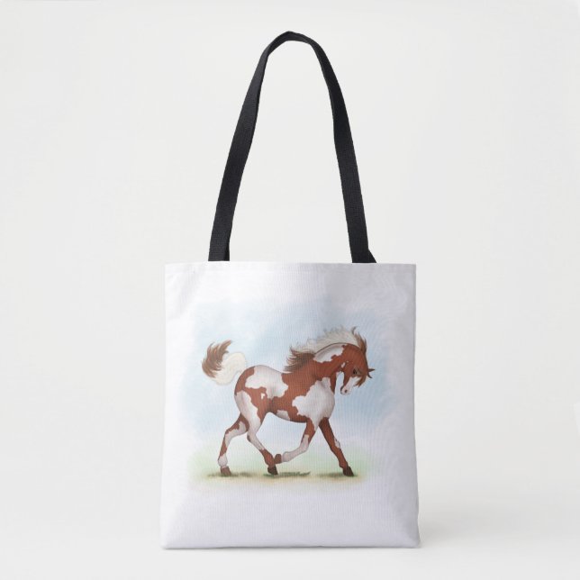 Tote Bag Cheval de Chestnut Overo Skewbald (Devant)