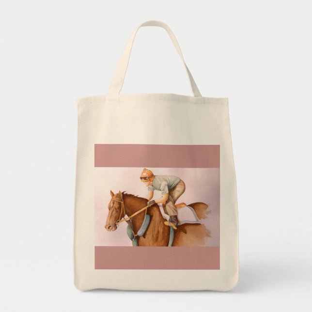 Tote Bag Cheval de course et Jockey (Devant)