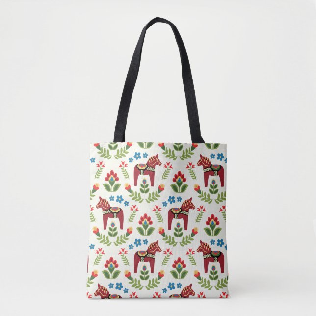 Tote Bag Cheval de Dala suédois Rouge (Devant)
