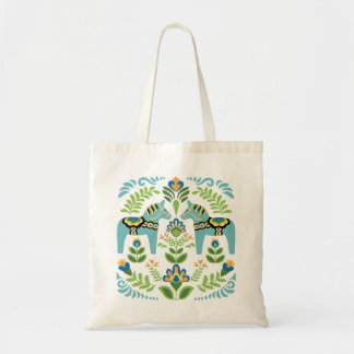 Tote Bag Cheval de Dala suédois Turquoise