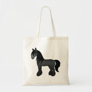Tote Bag Cheval de dessin animé Black Gypsy Vanner Clydesda