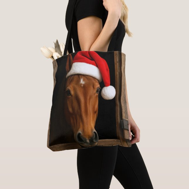 Tote Bag Cheval de Noël dans la fenêtre de l'écurie (De près)