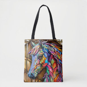 Tote Bag Cheval de style mosaïque en verre à plusieurs coul