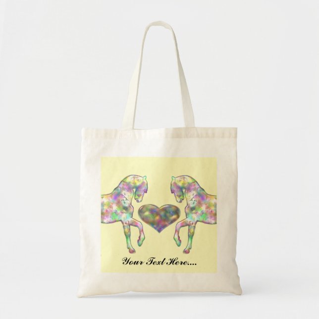 Tote Bag Cheval d'enfants et coeur d'amour (Devant)