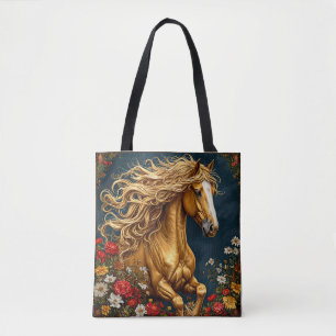 Tote Bag Cheval doré à la crinière ondoyante