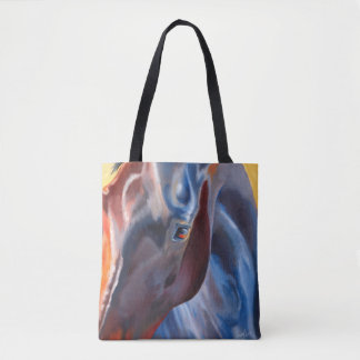 Tote Bag Cheval en Blues Moderne équestre Amateurs de cheva