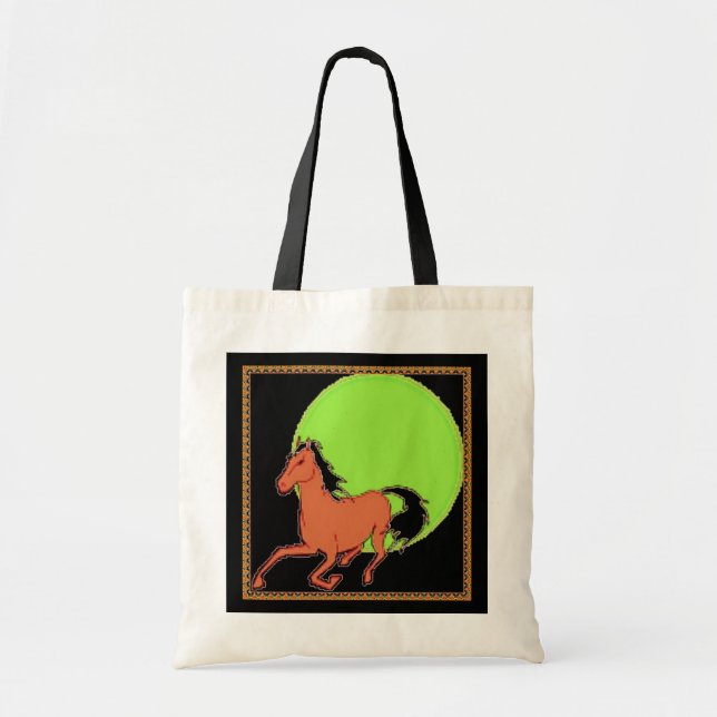 Tote Bag Cheval en noir et blanc (Devant)