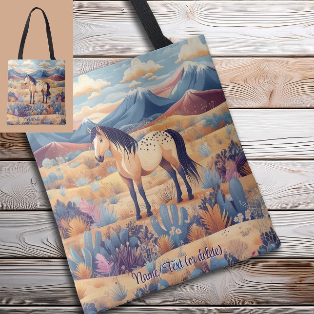 Tote Bag Cheval en peau de seau fille Pony Cactus animal (Buckskin Horse Girl Pony Cactus Animal Personalized Custom Tote Bag)
