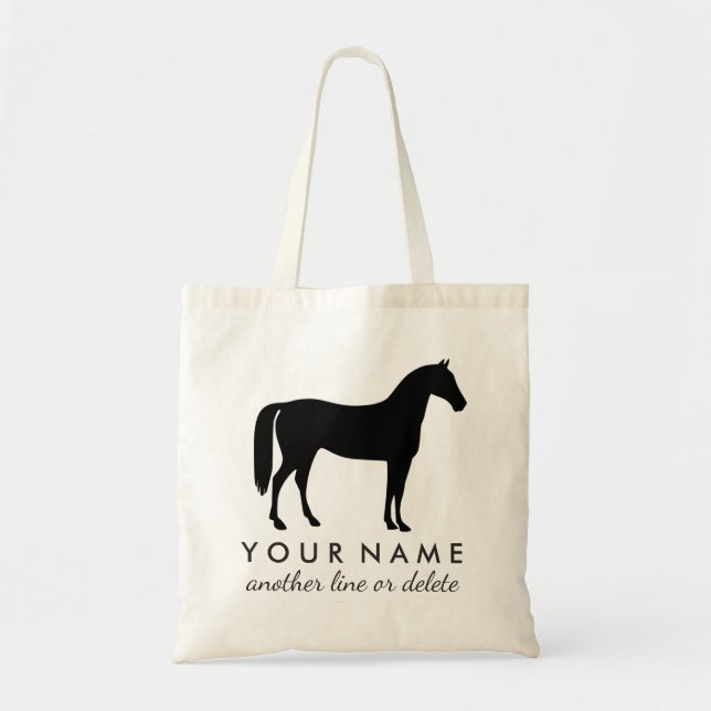 Tote Bag Cheval Equestre Personnalisé Équitation Nom Person (Devant)