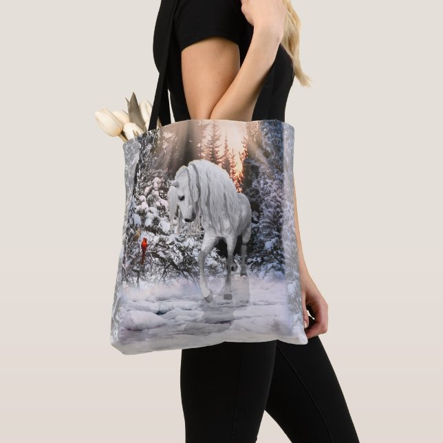 Tote Bag Cheval et cardinaux d'hiver 2024 (De près)