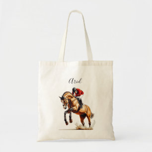 Tote Bag Cheval et cavalier Sauter dans l'action équestre