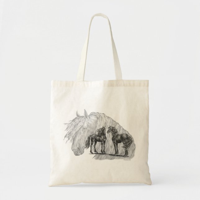 Tote Bag Cheval friésien Noir Manes Tails (Devant)