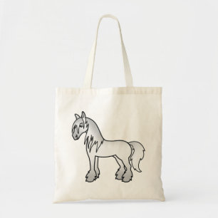 Tote Bag Cheval gris de dessin animé Gypsy Vanner Shire Cly