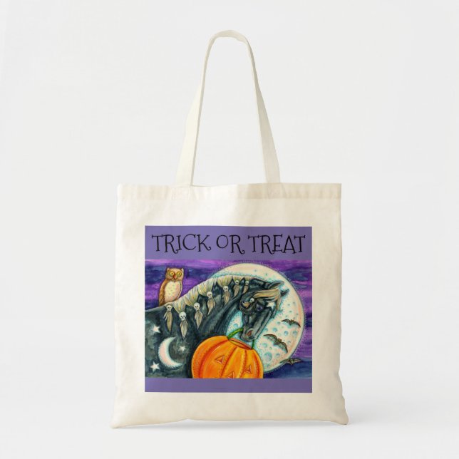 TOTE BAG CHEVAL MAGIQUE NOIR, BOULE ET JACK TRICK OU TRAITE (Devant)