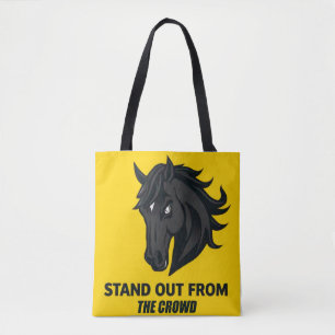 Tote Bag Cheval noir avec texte qui se démarque de la foule