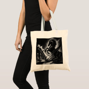 Tote Bag Cheval Noir Dramatique vs Roi - Oeuvre audacieuse