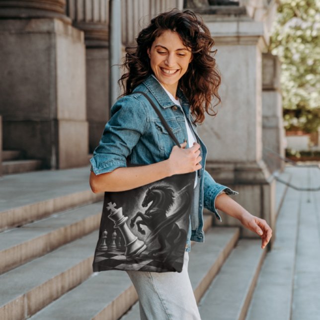Tote Bag Cheval Noir Dramatique vs Roi - Oeuvre audacieuse  (Créateur téléchargé)
