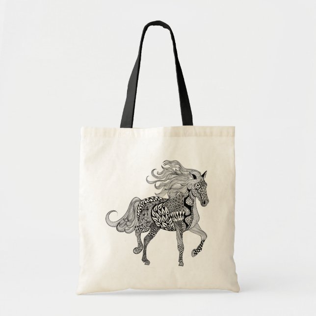 Tote Bag Cheval noir inspiré (Devant)