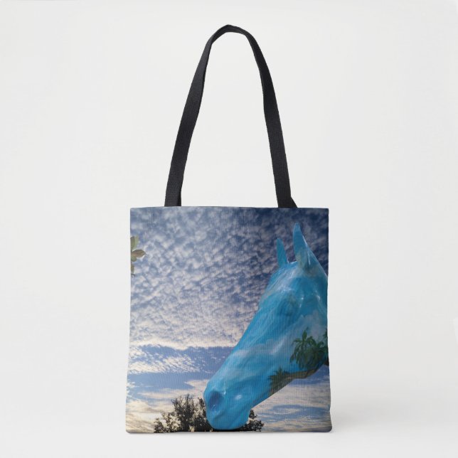 Tote Bag Cheval peint et ciel matinal sur un (Devant)