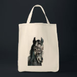 Tote Bag Cheval Peinture Votre Épicerie Personnalisée Fourr<br><div class="desc">Jolie aquarelle noire peinture de cheval.</div>