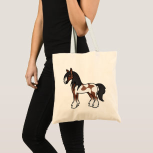 Tote Bag Cheval Pinto Brun Gypsy Vanner/Shire/Clydesdale