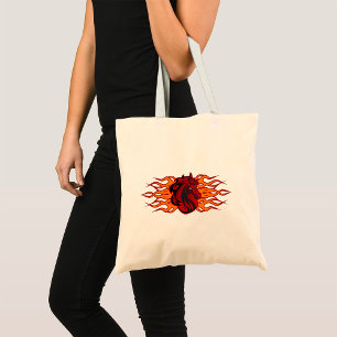 Tote Bag Cheval rouge fière avec flammes