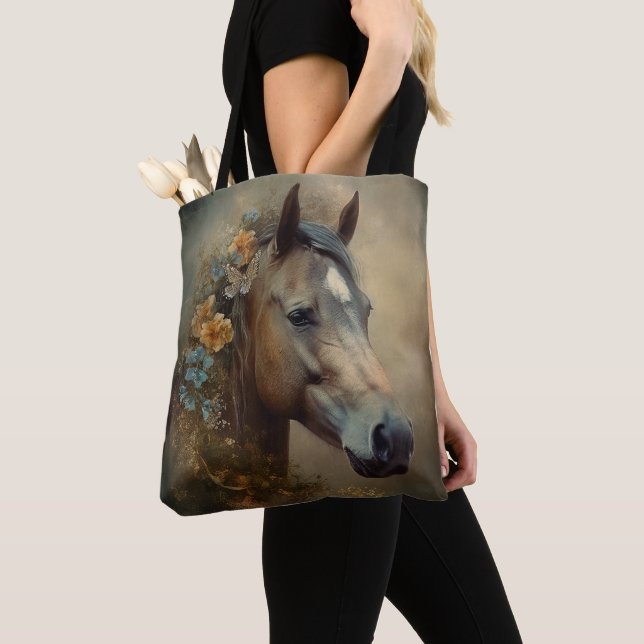 Tote Bag Cheval sauvage majestueux avec Mane coloré (De près)