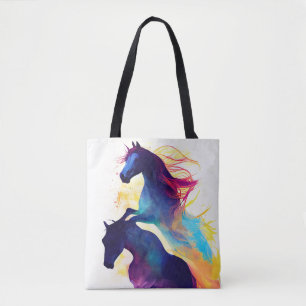 Tote Bag Cheval Sauvage Nature Animaux Couleurs Art Peintur
