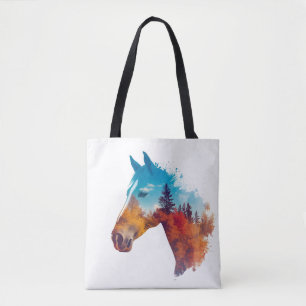 Tote Bag Cheval surréaliste en Forêt d'automne