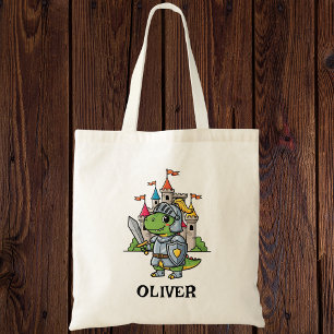 Tote Bag Chevalier Dinosaure de Dessin Animé Mignon en Armu