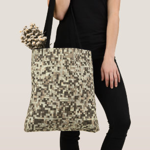 Tote Bag Chevauchement de petits carrés dans les tons beige