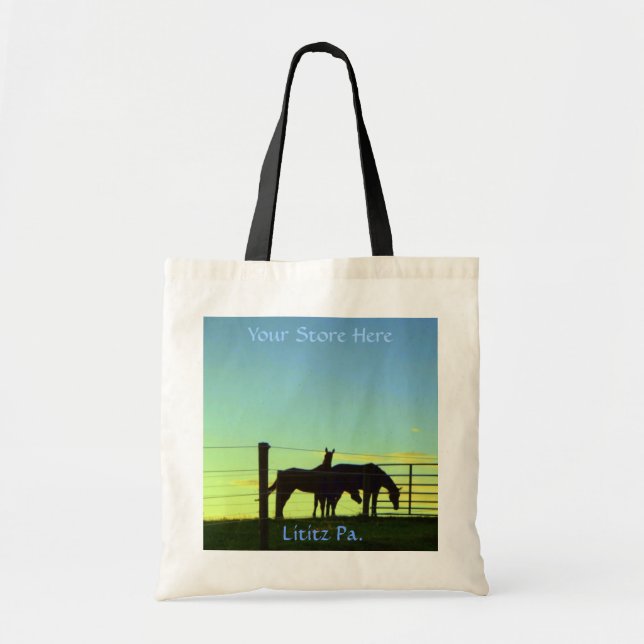 Tote Bag Chevaux au coucher du soleil, Fourre-tout. Ajoutez (Devant)