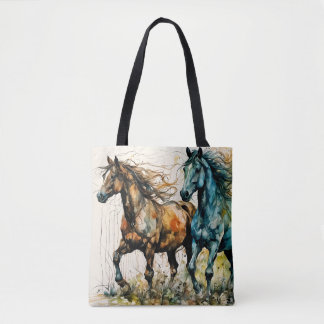 Tote Bag Chevaux dans le pâturage