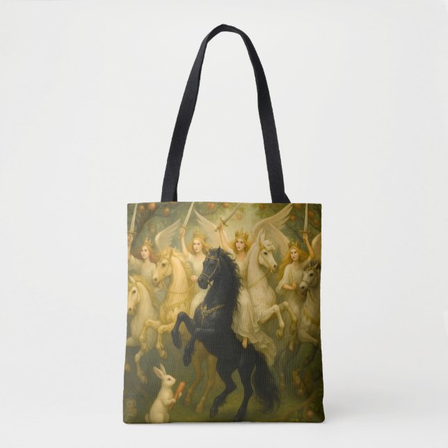Tote Bag Chevaux de conte de fées et anges gardiens éthérés (Devant)