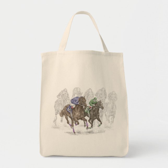 Tote Bag Chevaux de course à la galopante (Devant)