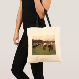 Tote Bag Chevaux de course à Longchamp par Edgar Degas
