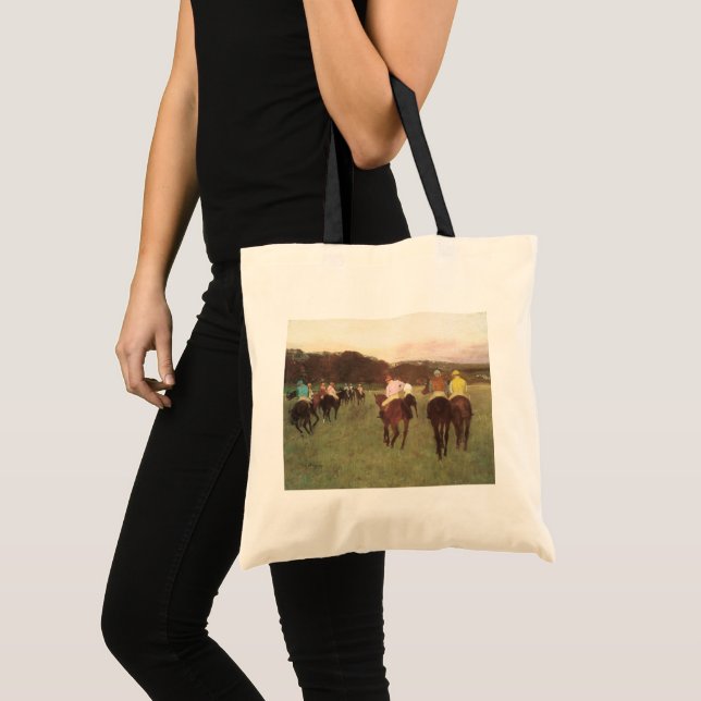 Tote Bag Chevaux de course à Longchamp par Edgar Degas (Devant (produit))